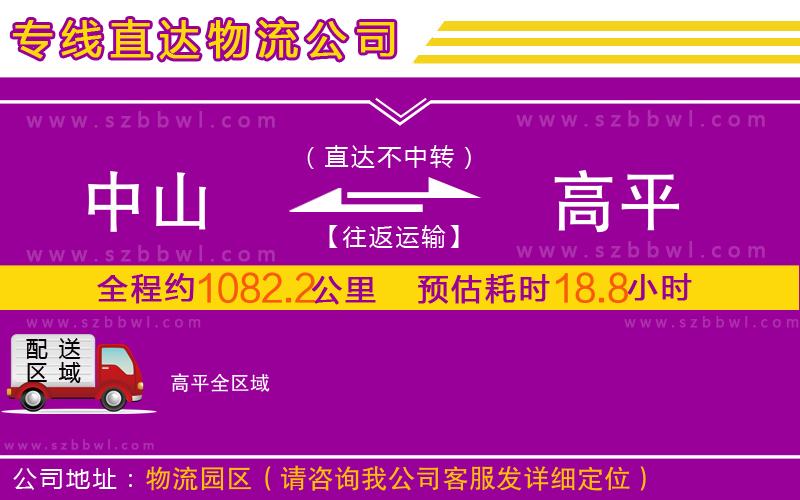 中山到高平物流專線