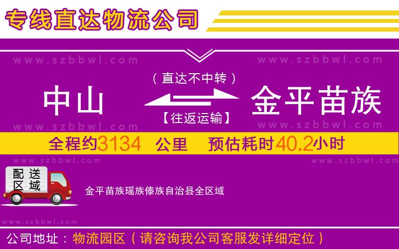 中山到金平苗族瑤族傣族自治縣物流專線