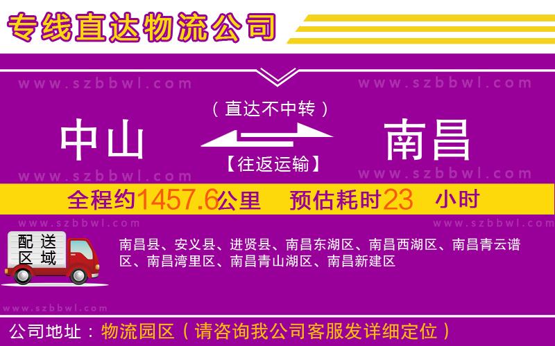 中山到南昌物流專線