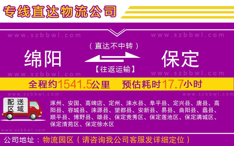 綿陽到保定物流專線