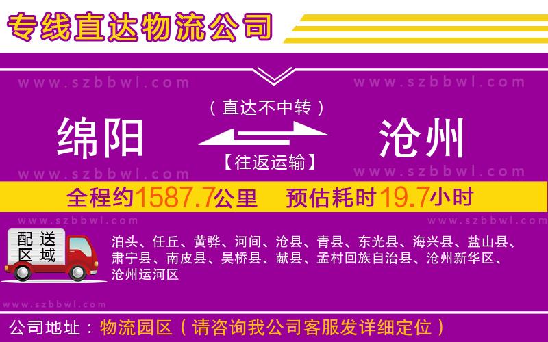 綿陽到滄州物流公司