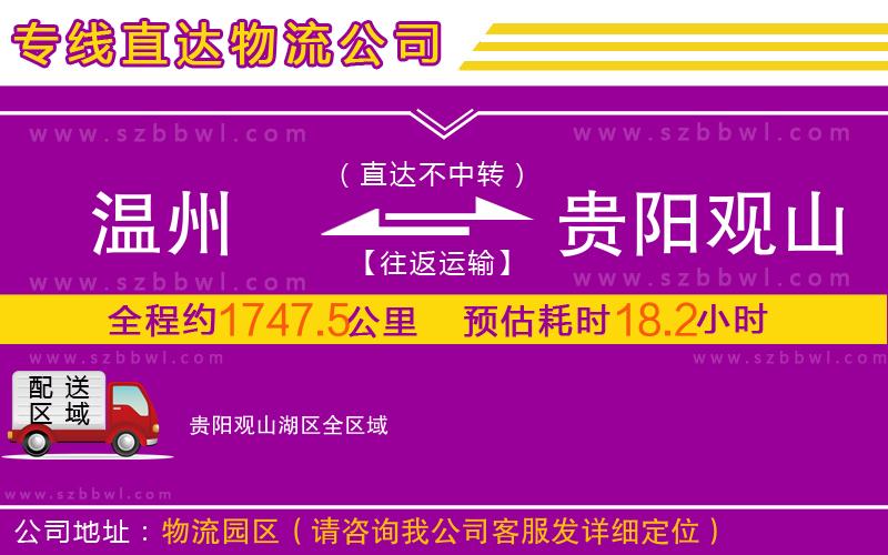 溫州到貴陽(yáng)觀山湖區(qū)物流公司