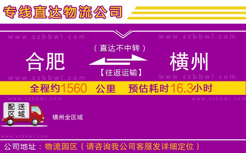 合肥到橫州物流公司