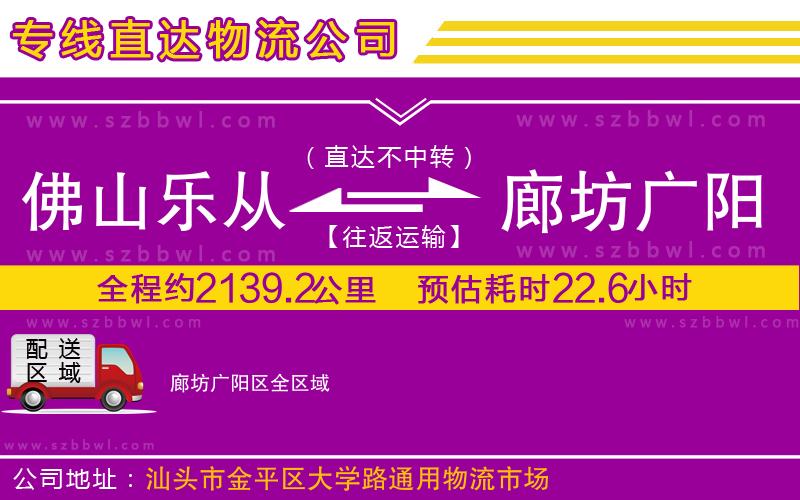 佛山樂從鎮(zhèn)到廊坊廣陽區(qū)物流專線