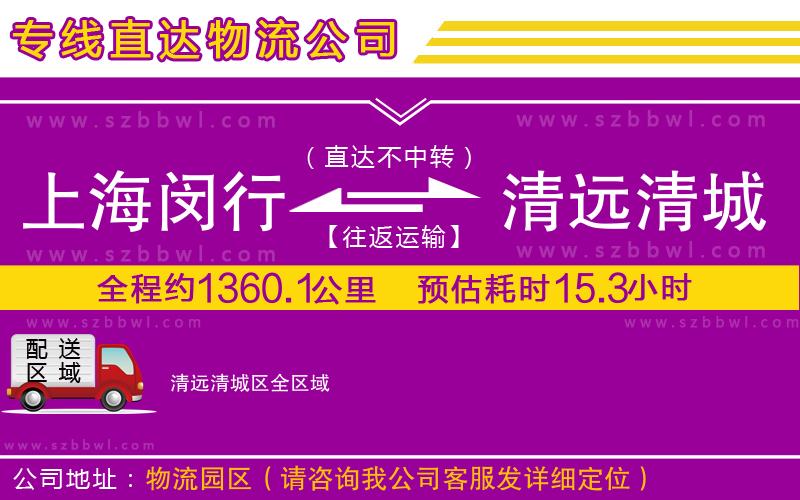 上海閔行區(qū)到清遠清城區(qū)物流專線