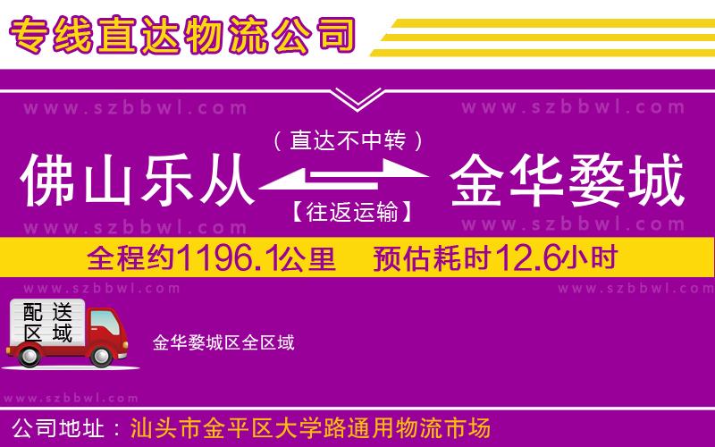 佛山樂從鎮(zhèn)到金華婺城區(qū)物流專線