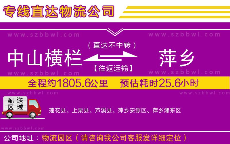 中山橫欄到萍鄉(xiāng)物流專線