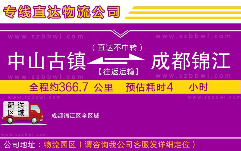 中山古鎮(zhèn)到成都錦江區(qū)物流專線