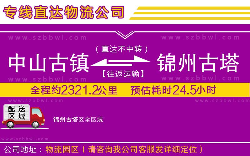 中山古鎮(zhèn)到錦州古塔區(qū)物流專線