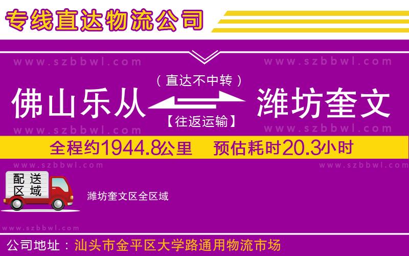 佛山樂從鎮(zhèn)到濰坊奎文區(qū)物流專線