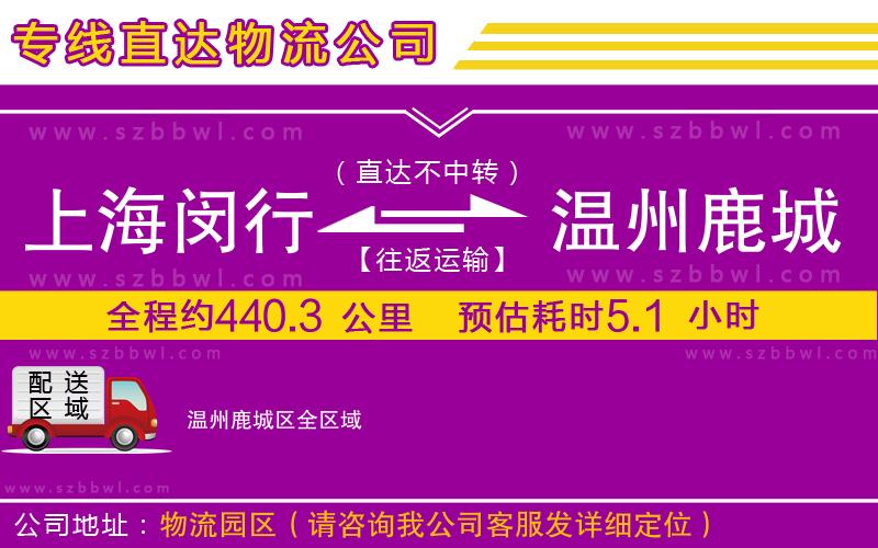 上海閔行區(qū)到溫州鹿城區(qū)物流專線