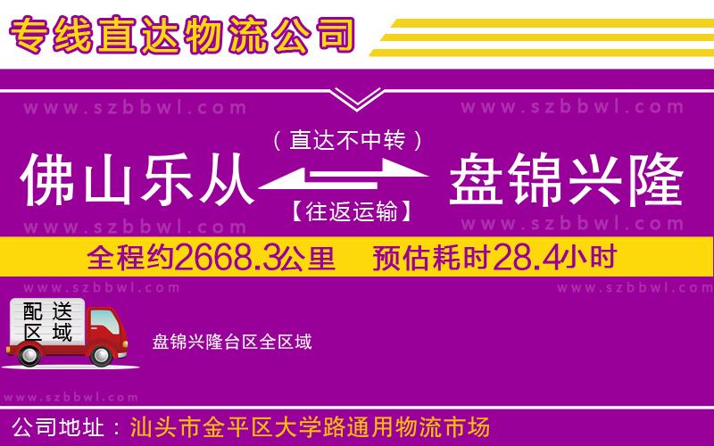 佛山樂從鎮(zhèn)到盤錦興隆臺區(qū)物流專線