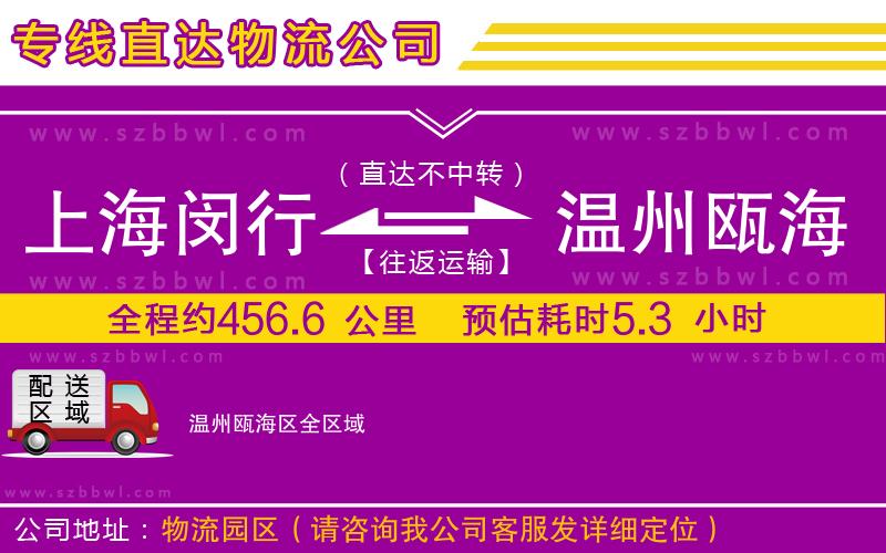 上海閔行區(qū)到溫州甌海區(qū)物流專線