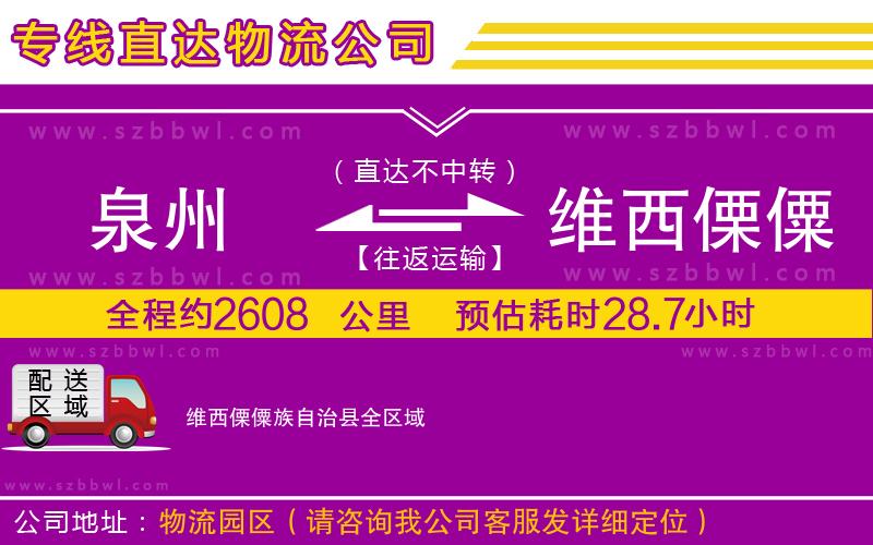 泉州到維西傈僳族自治縣物流專線