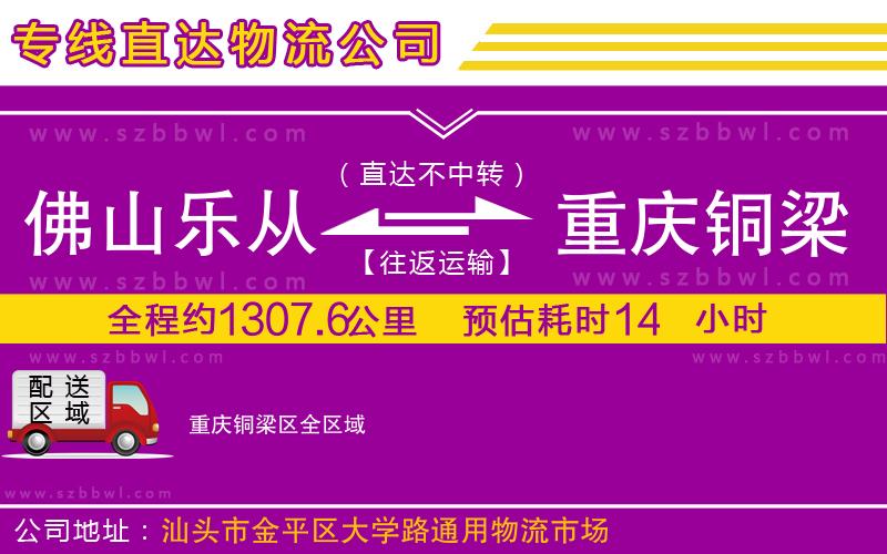 佛山樂從鎮(zhèn)到重慶銅梁區(qū)物流專線