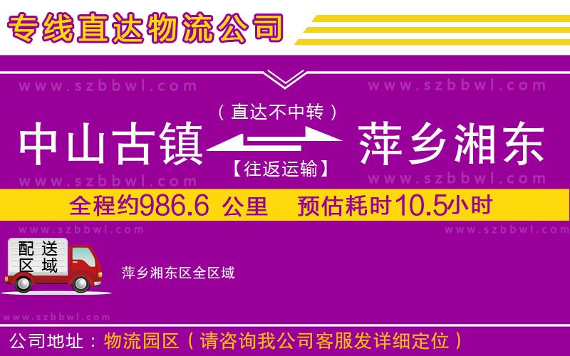 中山古鎮(zhèn)到萍鄉(xiāng)湘東區(qū)物流專線