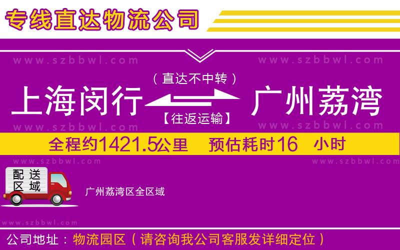 上海閔行區(qū)到廣州荔灣區(qū)物流公司