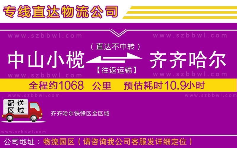 中山小欖到齊齊哈爾鐵鋒區(qū)物流專線