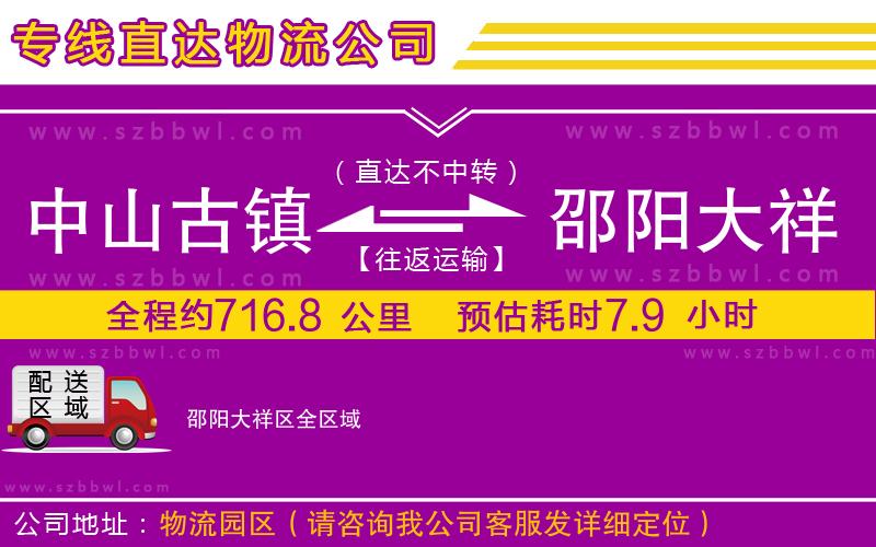 中山古鎮(zhèn)到邵陽大祥區(qū)物流專線