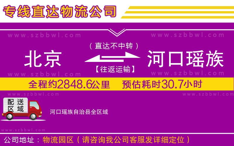 北京到河口瑤族自治縣物流公司