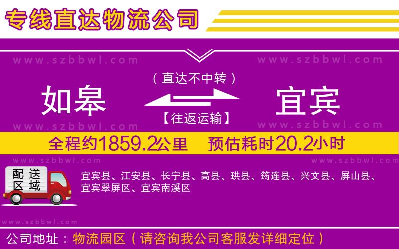 如皋到宜賓物流專線