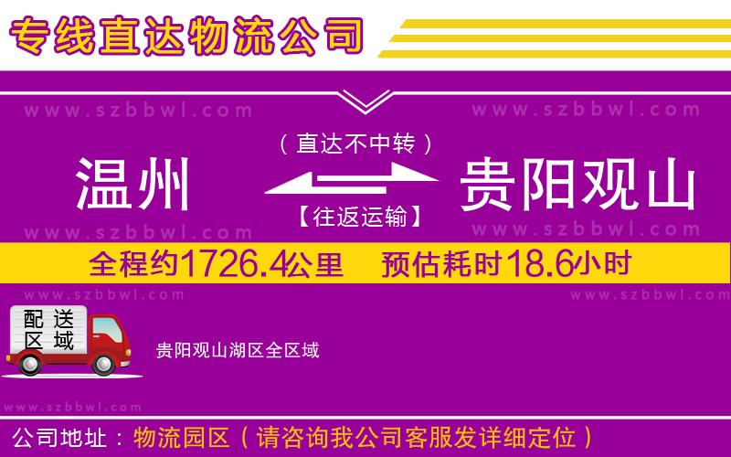 溫州到貴陽觀山湖區(qū)物流公司