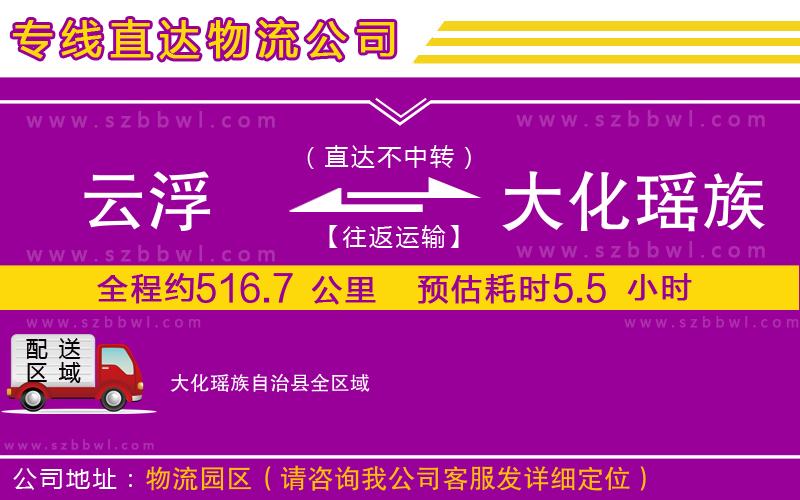 云浮到大化瑤族自治縣物流專線