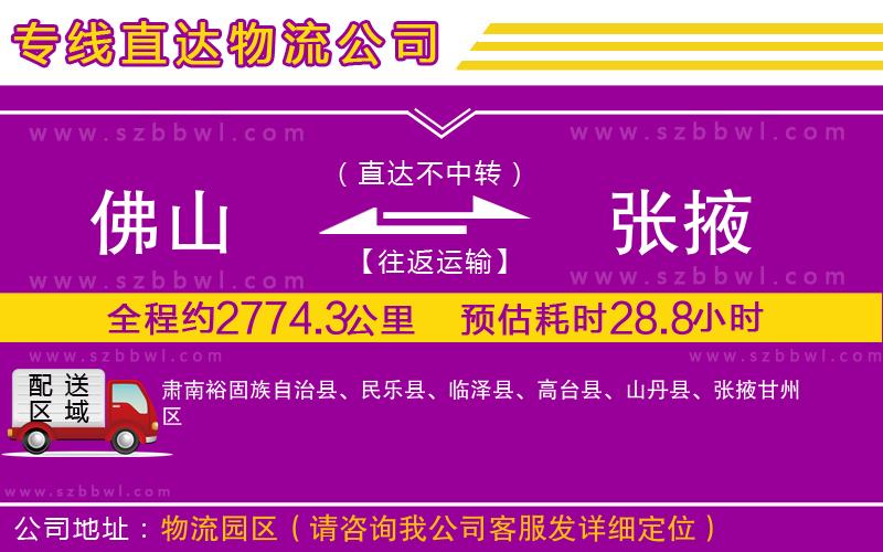 佛山到張掖物流公司