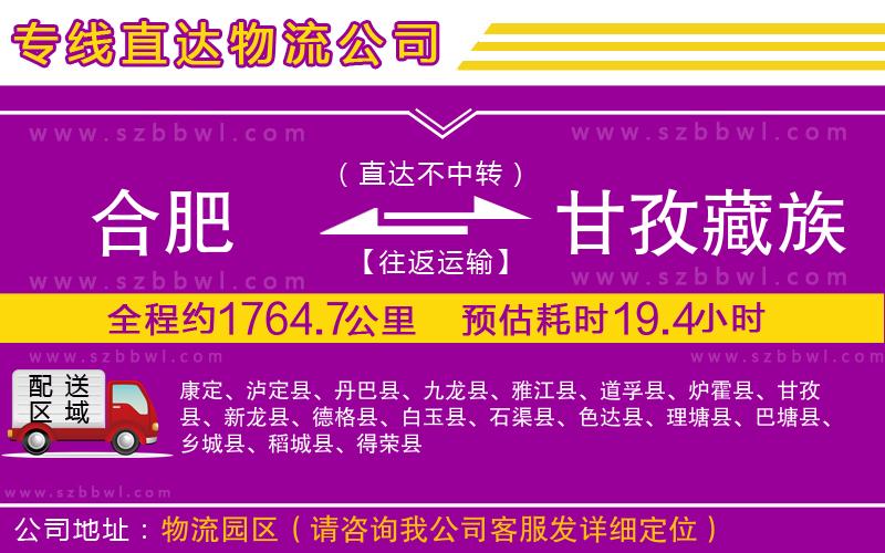 合肥到甘孜藏族自治州物流公司