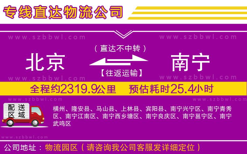 北京到南寧貨運專線