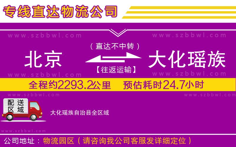 北京到大化瑤族自治縣貨運專線
