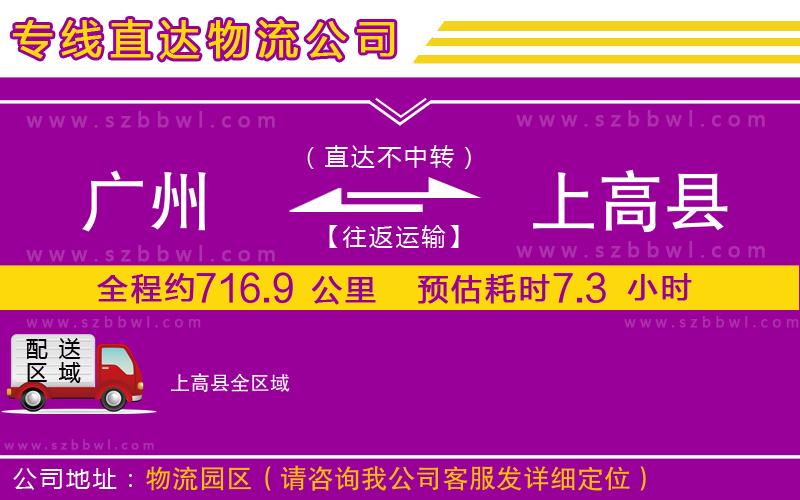 廣州到上高縣貨運專線