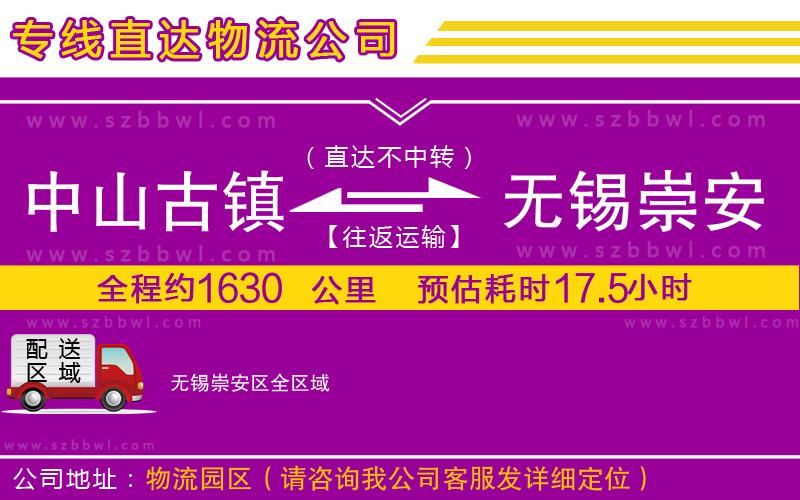 中山古鎮(zhèn)到無錫崇安區(qū)物流專線