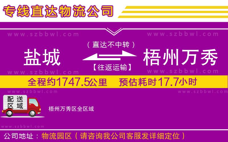 鹽城到梧州萬秀區(qū)貨運(yùn)專線