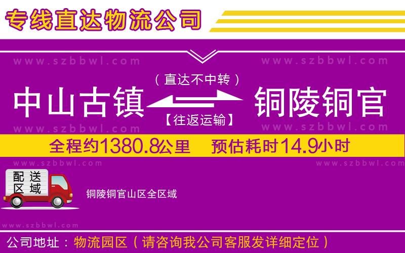 中山古鎮(zhèn)到銅陵銅官山區(qū)物流專(zhuān)線