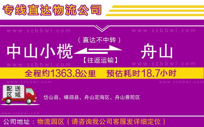 中山小欖到舟山物流專線