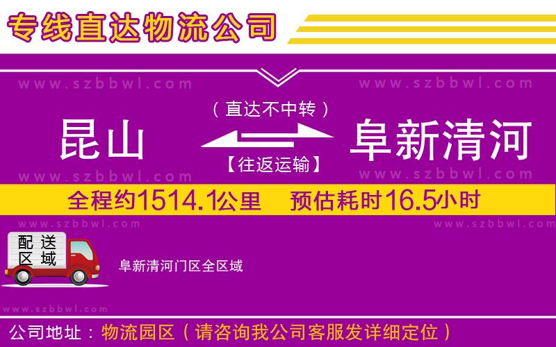 昆山到阜新清河門區(qū)物流專線