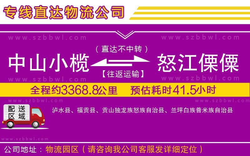 中山小欖到怒江傈僳族自治州物流專線