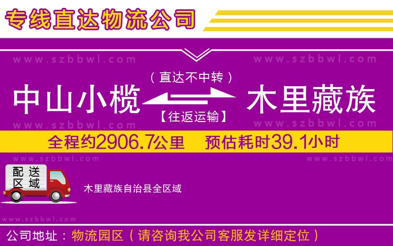 中山小欖到木里藏族自治縣物流專線