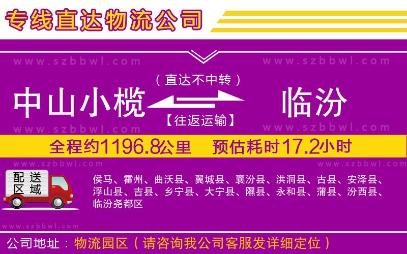 中山小欖到臨汾物流專線