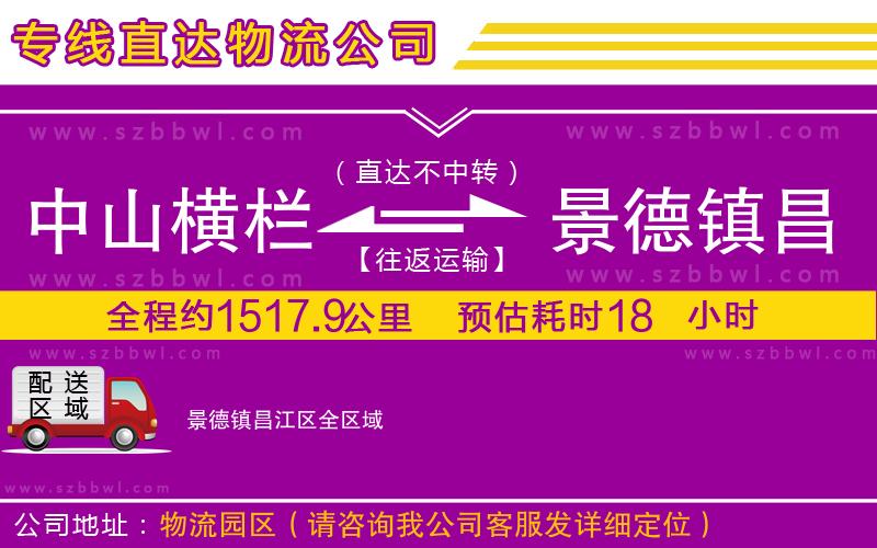 中山橫欄到景德鎮(zhèn)昌江區(qū)物流專線